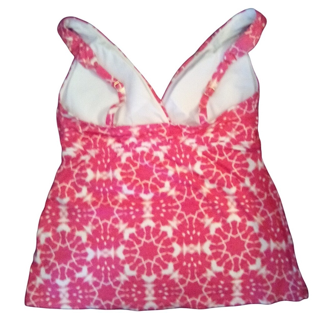 24th & Ocean Pink White Geometric Medallion Tankini Swim Top Womens Large - Picture 5 of 6